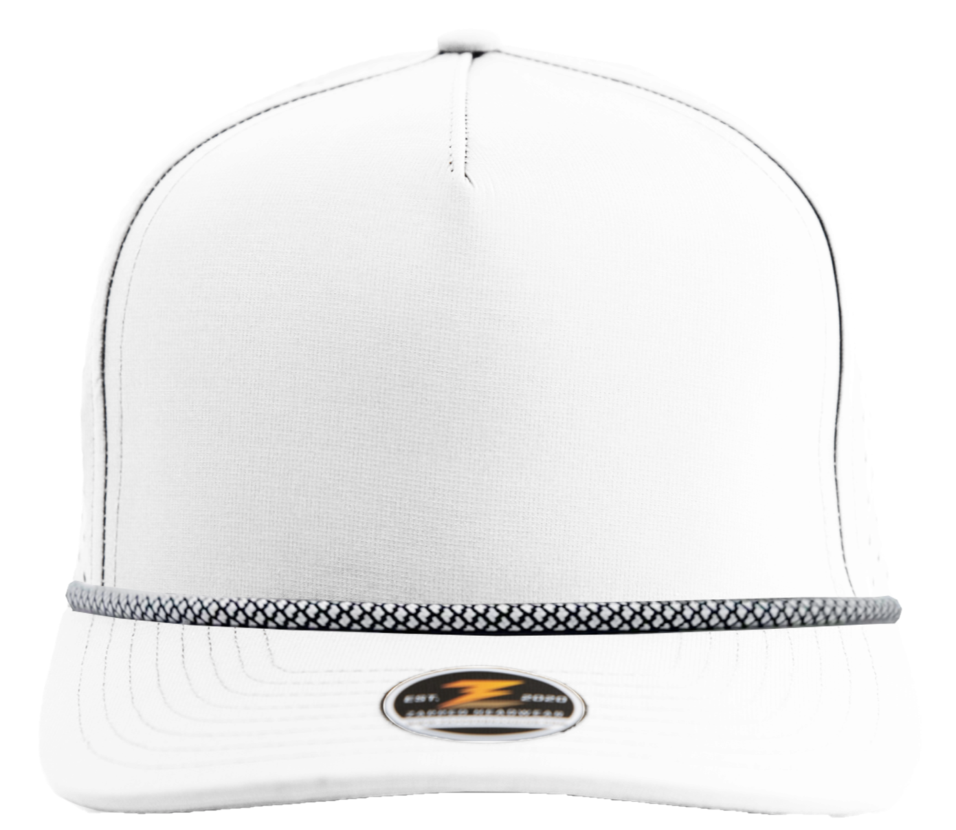 BLACKHAWK R+ Custom Hat (Rope Brim)-Water Repellent hat-Zapped Headwear-White/Black Chainlink Rope-Zapped Headwear-5 panel - rope hat - golf hat