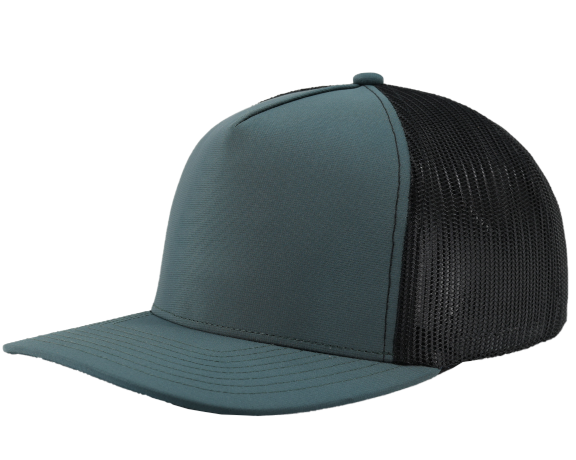 MARINE- Custom Hat Water Repellent hat-Zapped Headwear-Steel_Blue_Black_Side-Zapped Headwear-Snapback-five panel-custom hat