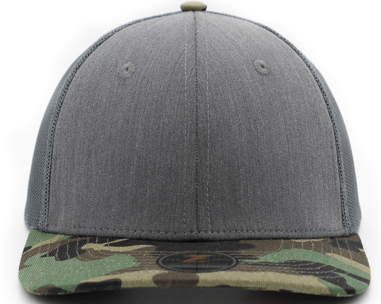 WARRIOR CAMO- Custom Hat Trucker snapback-Zapped Headwear-Heather Grey/Camo Brim-Zapped Headwear- custom hats- wholesale hats- snapback