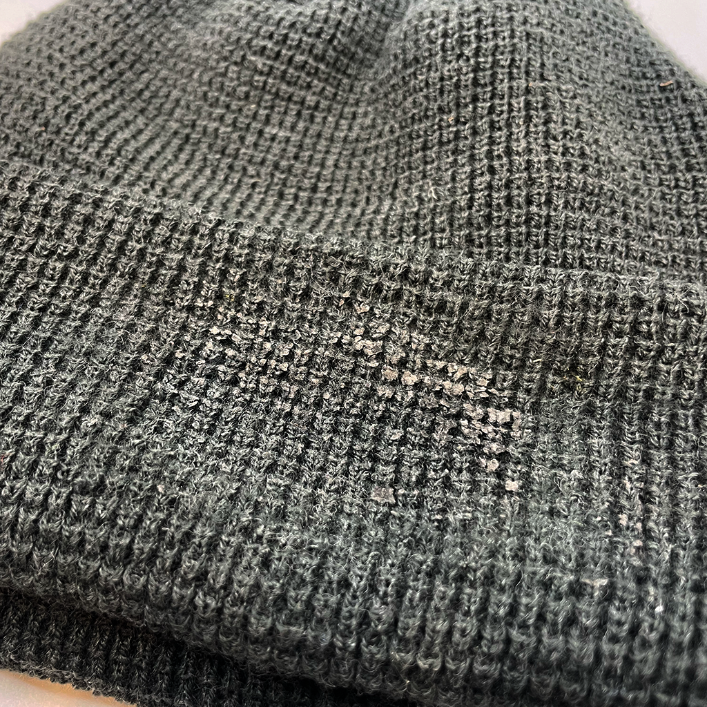 Waffle Beanie with Glue Residue