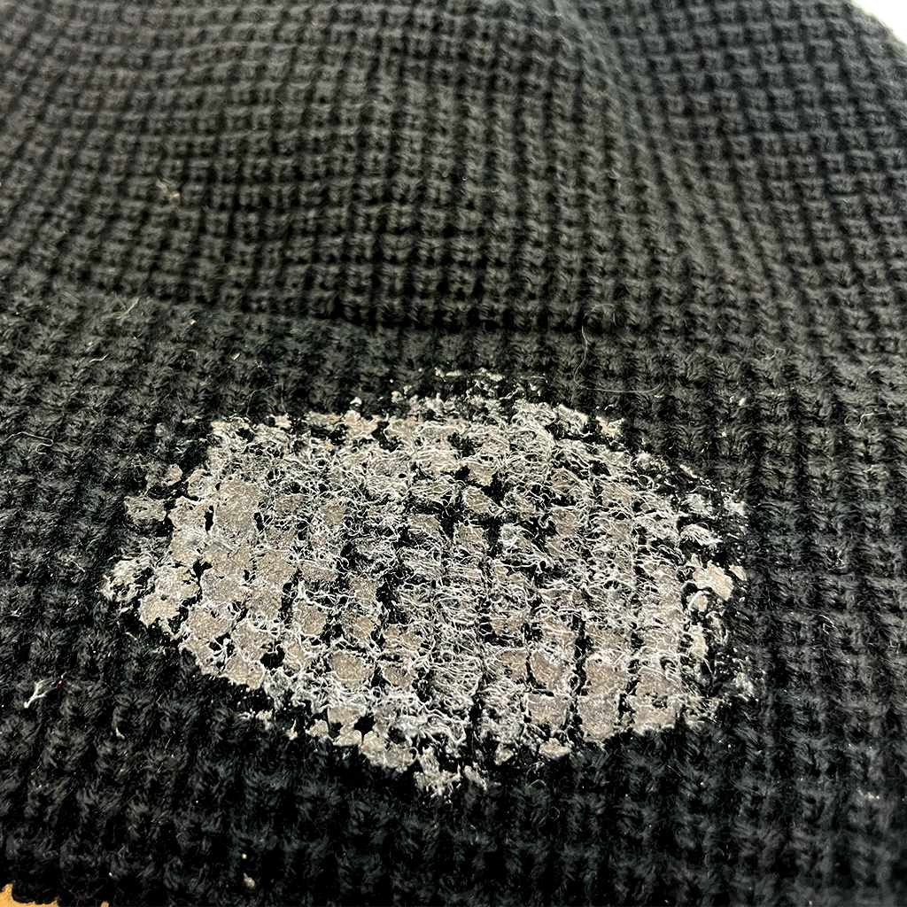 Waffle Beanie with Glue Residue