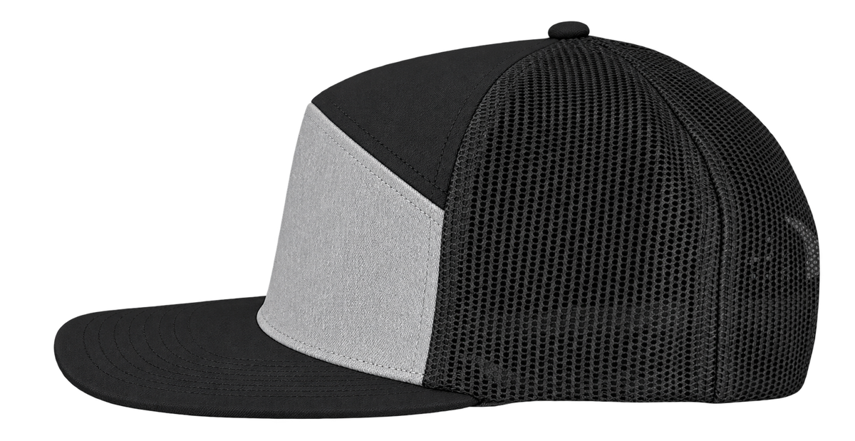 cobra 7 panel heather grey black snapback hat