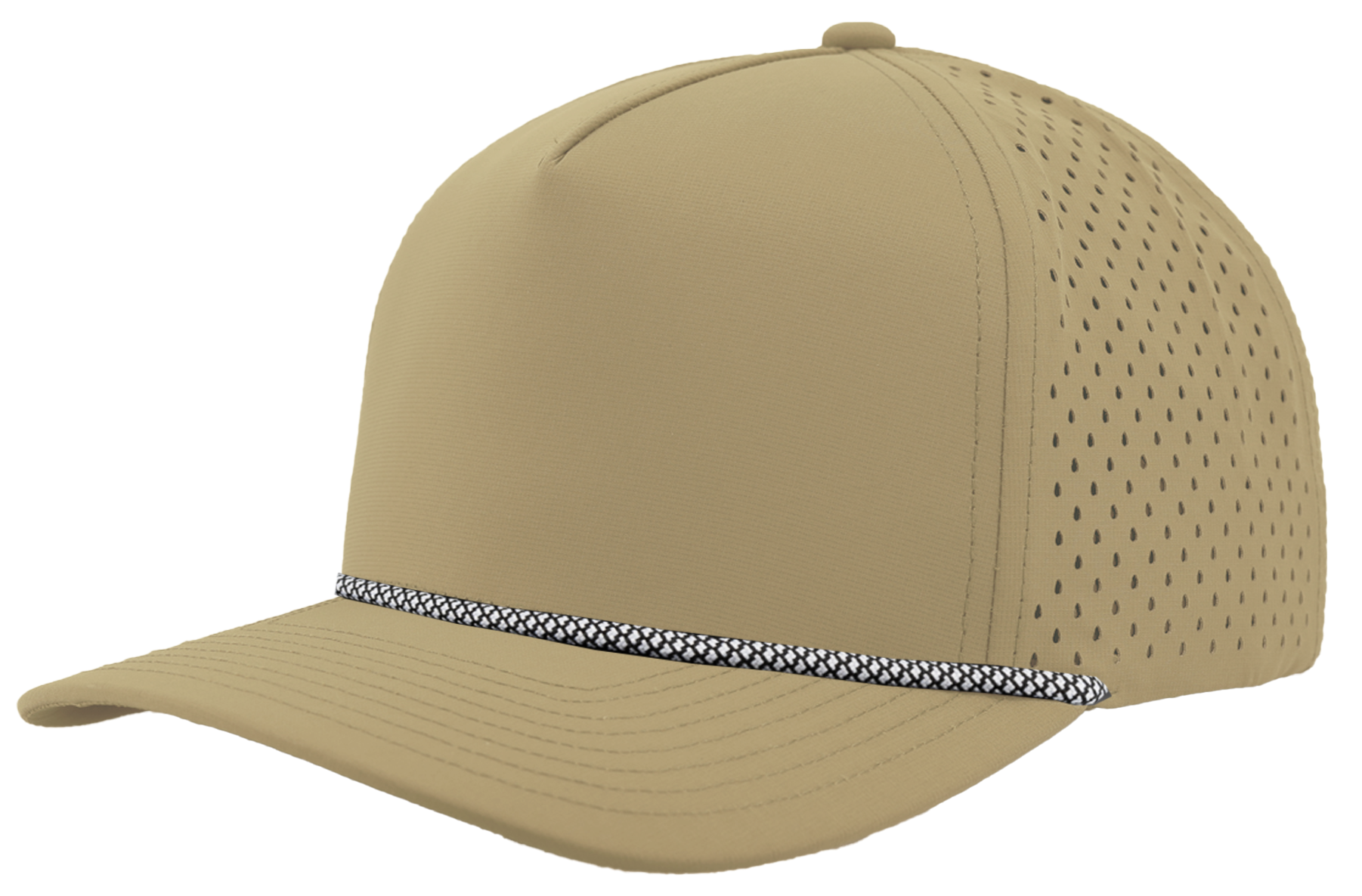 Khaki Blackhawk Custom Hat with white chainlink rope