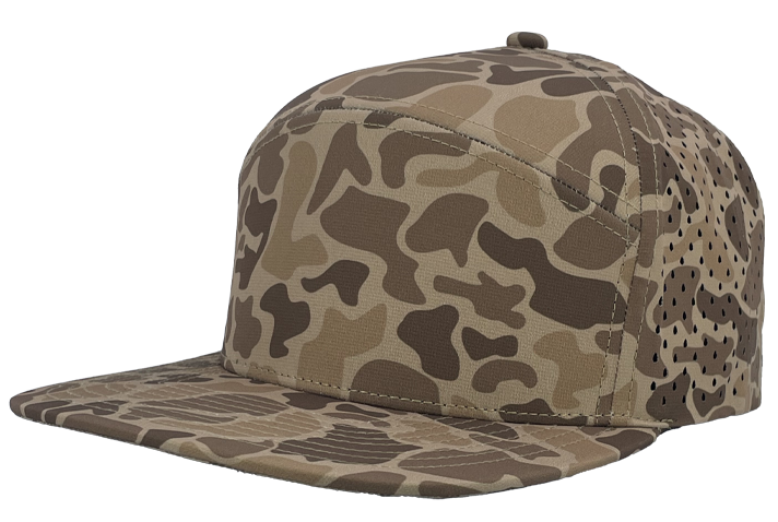 Brown old school camo osprey custom hat slant view