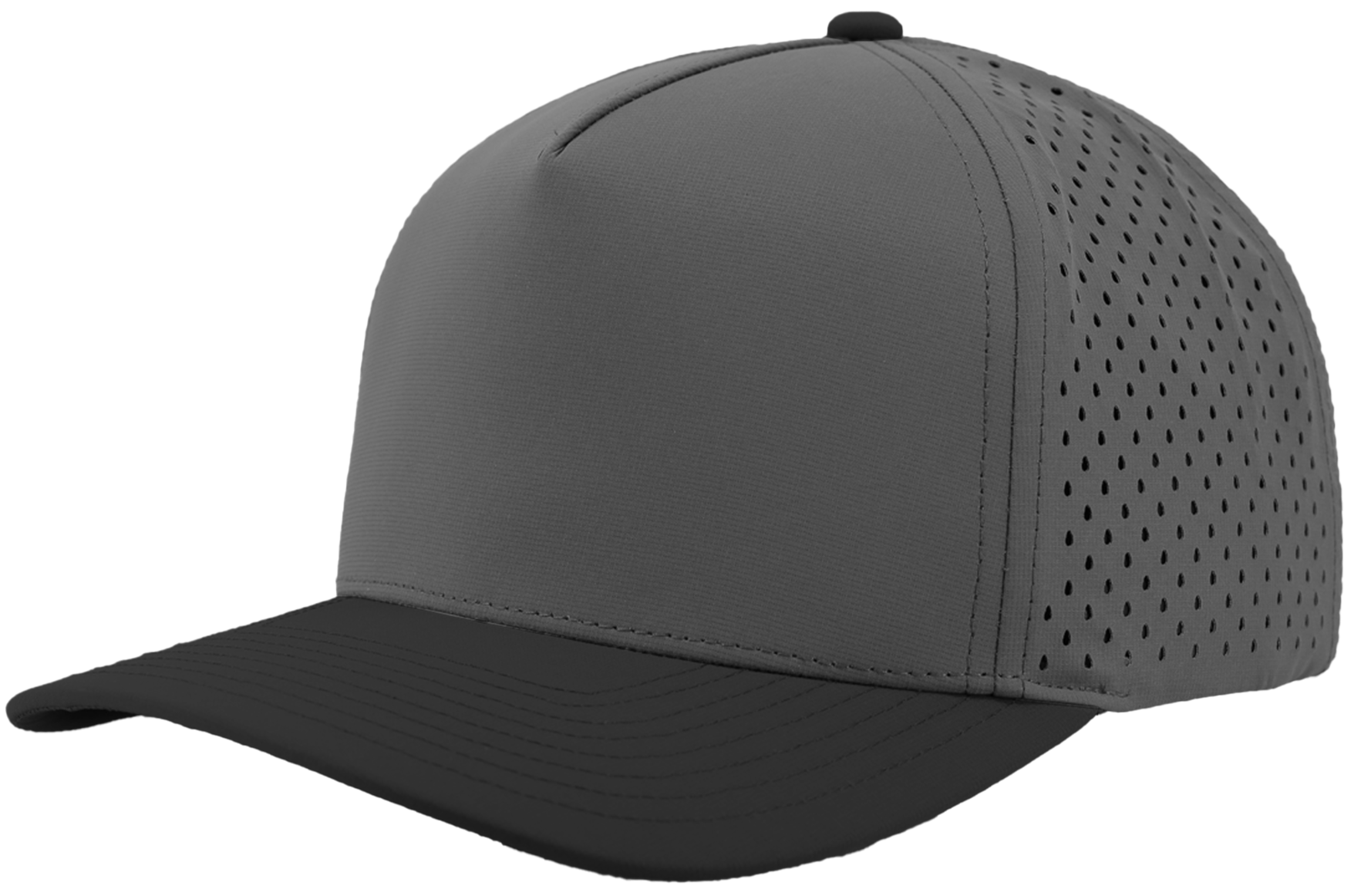 Custom Hat Blackhawk Grey Black Slant View