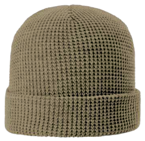 khaki sage waffle beanie zapped headwear