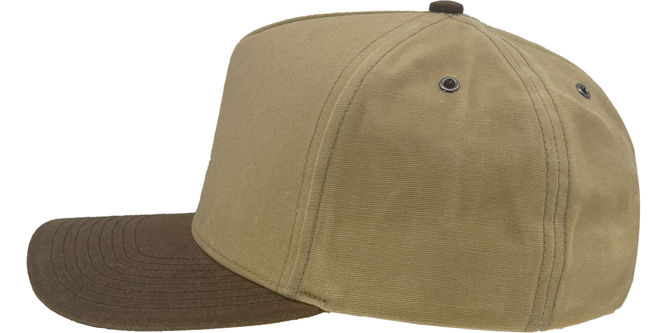 Customizable blank hat khaki brown waxed patriot side