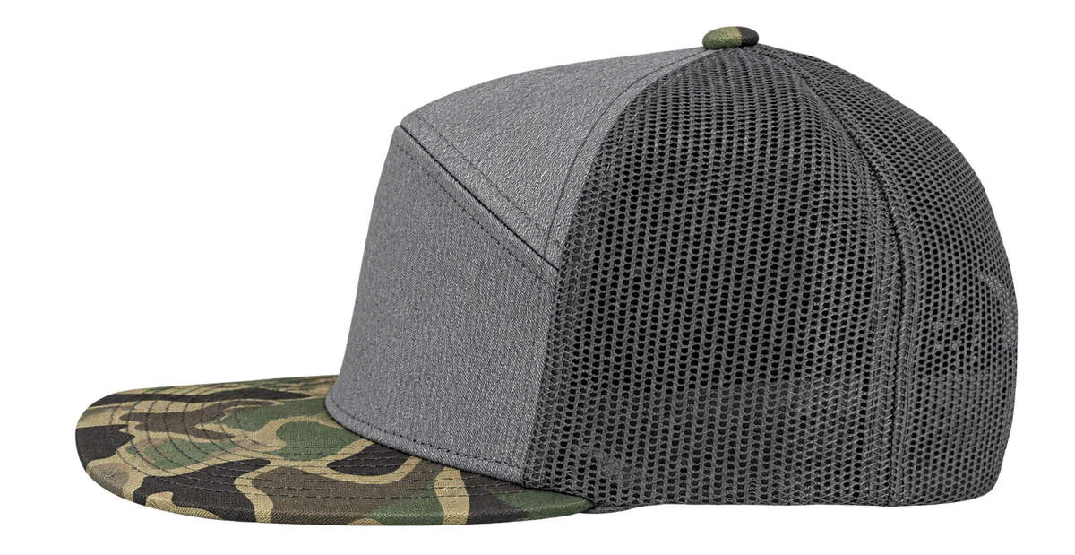 cobra 7 panel heather grey camo snapback hat