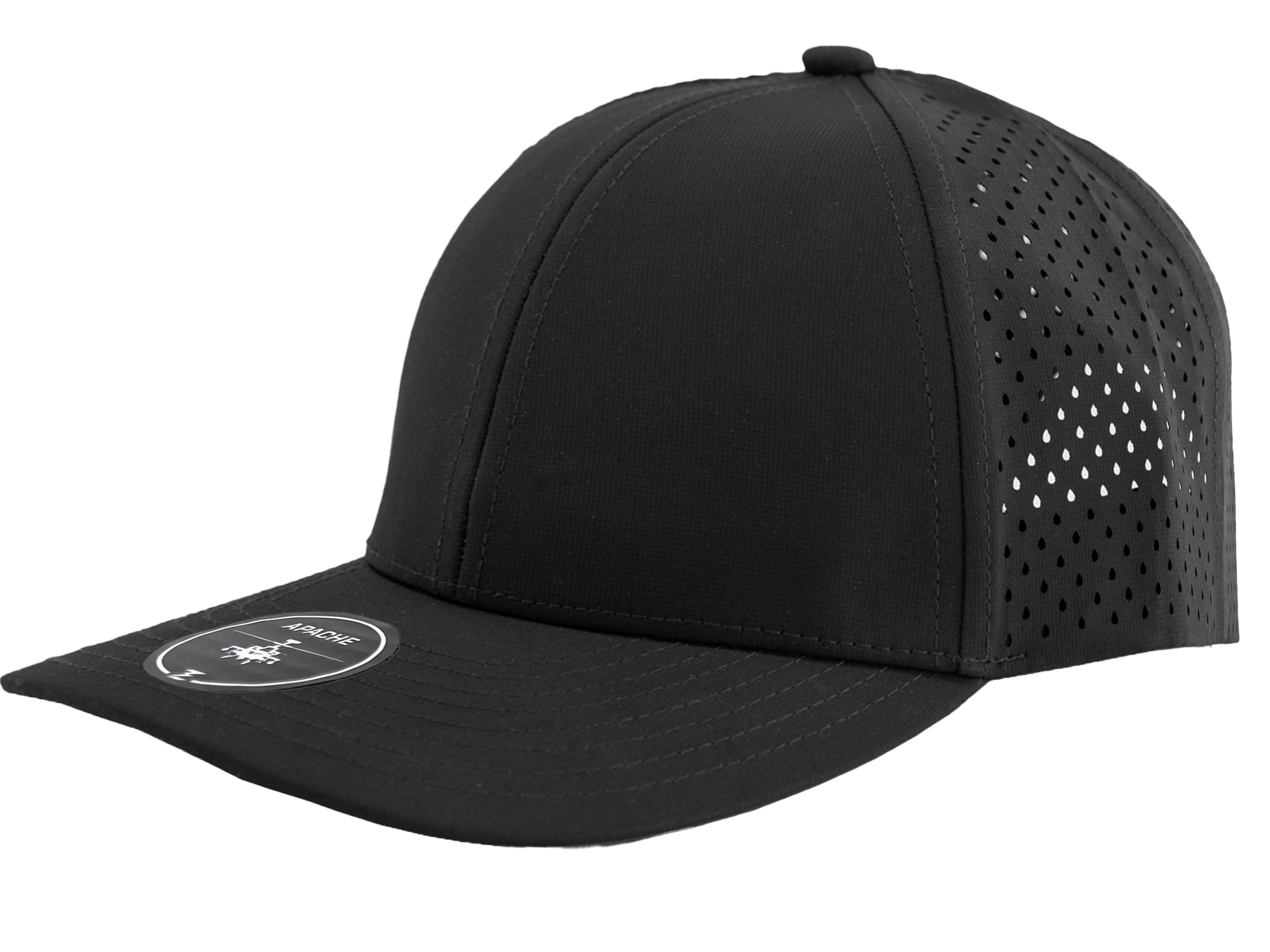 black apache side view perforated hat Custom Hat 