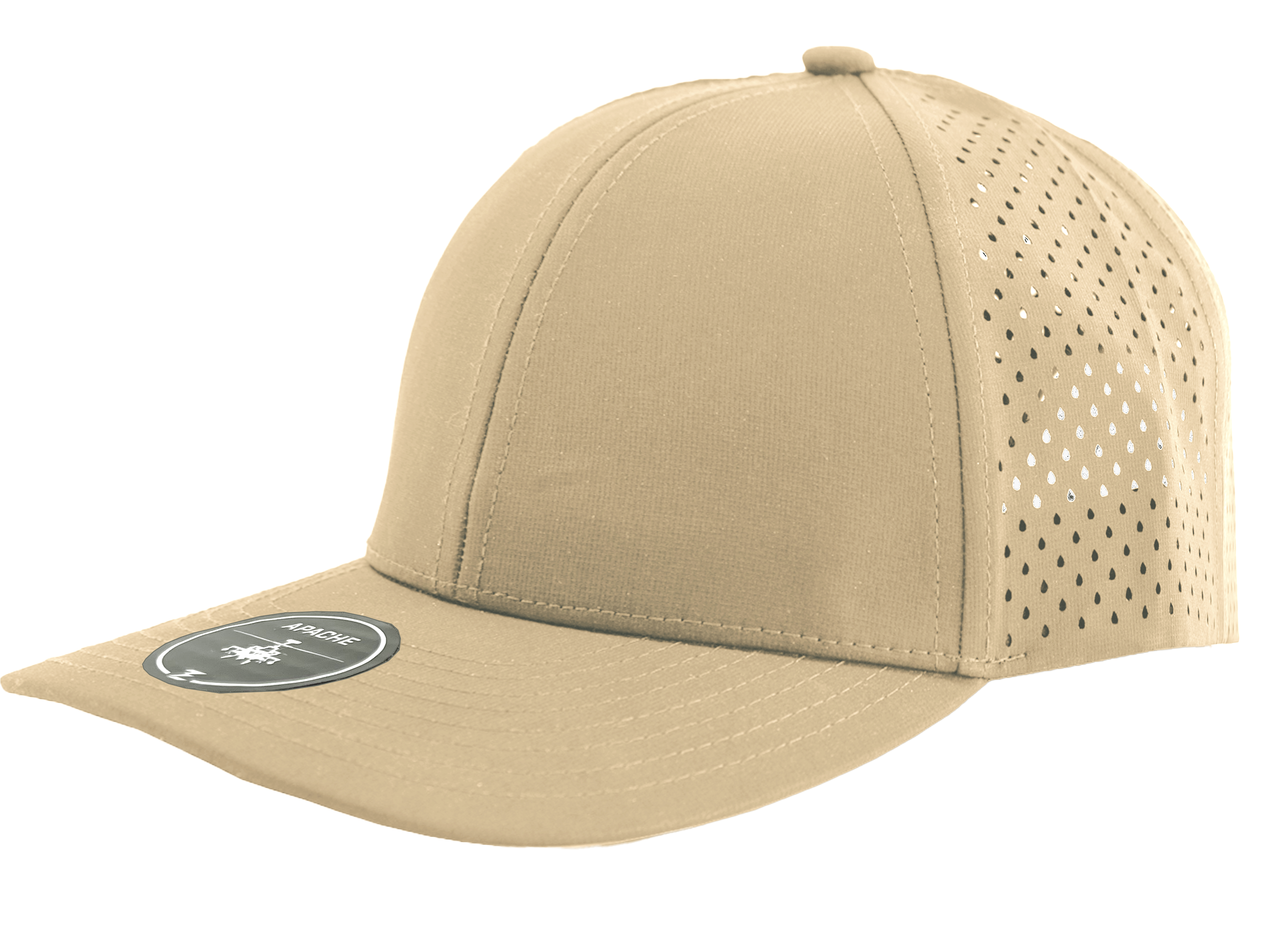 khaki apache front side view of perforated snapback hat