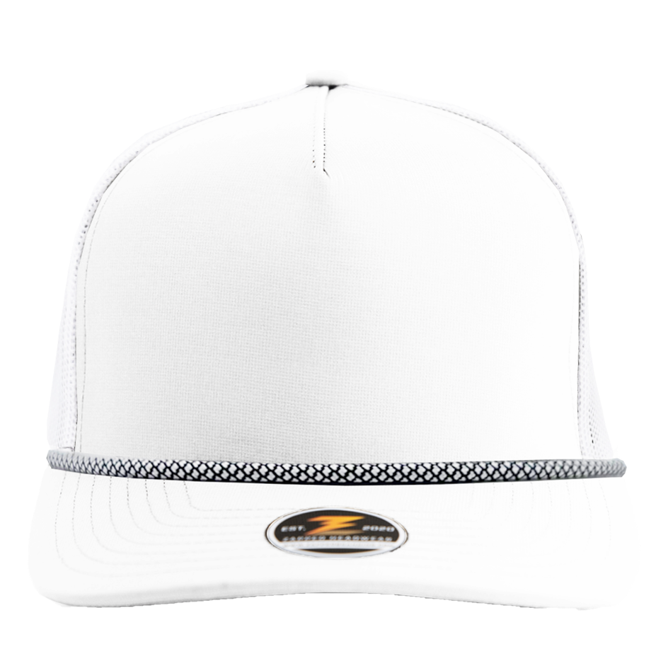 Custom Hat White marine hat with white chainlink rope brim