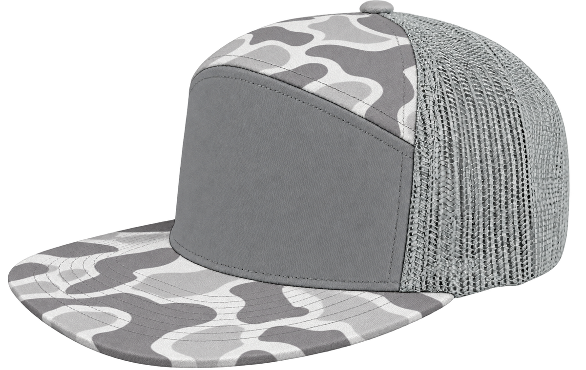 cobra 7 panel old school snow camo snapback hat
