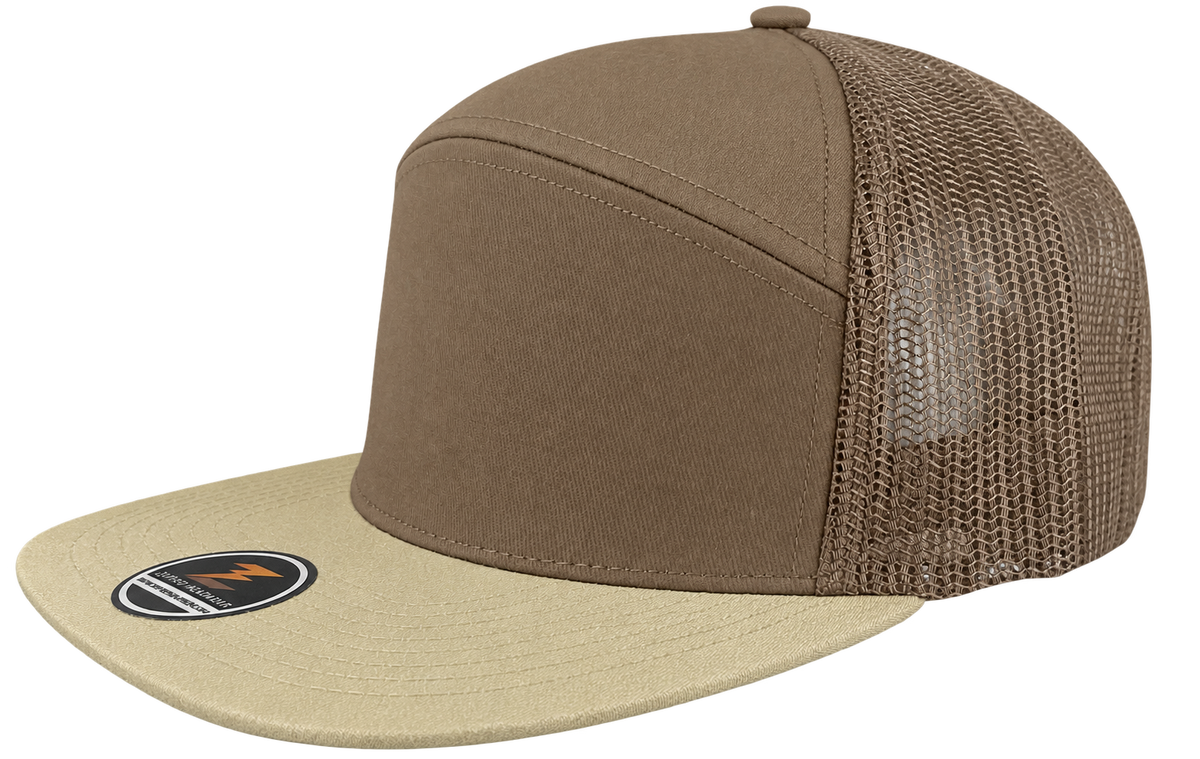cobra 7 panel brown khaki snapback hat