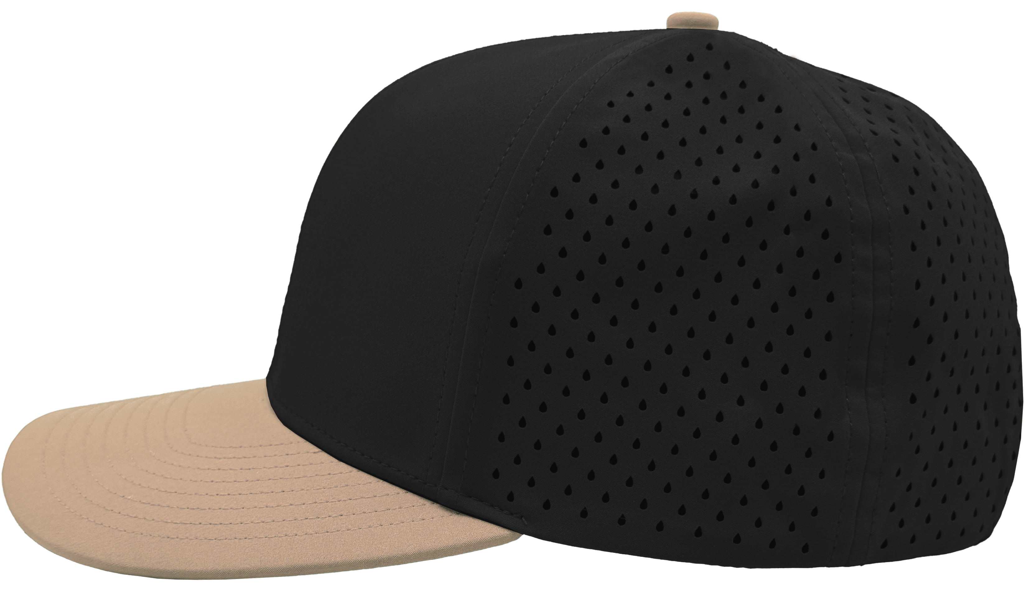 custom hat 6 panel bomber model black khaki side view