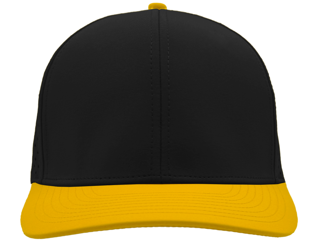 embroidered Custom Logo Hat 6 Panel black yellow
