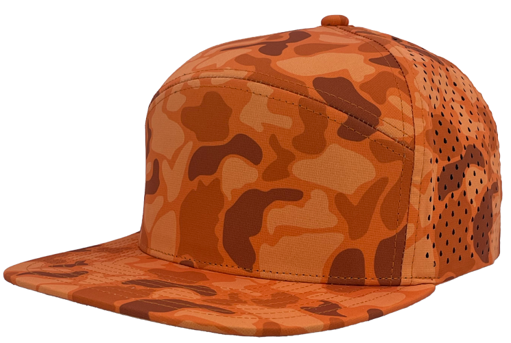 blaze orange old school camo osprey custom hat slant view