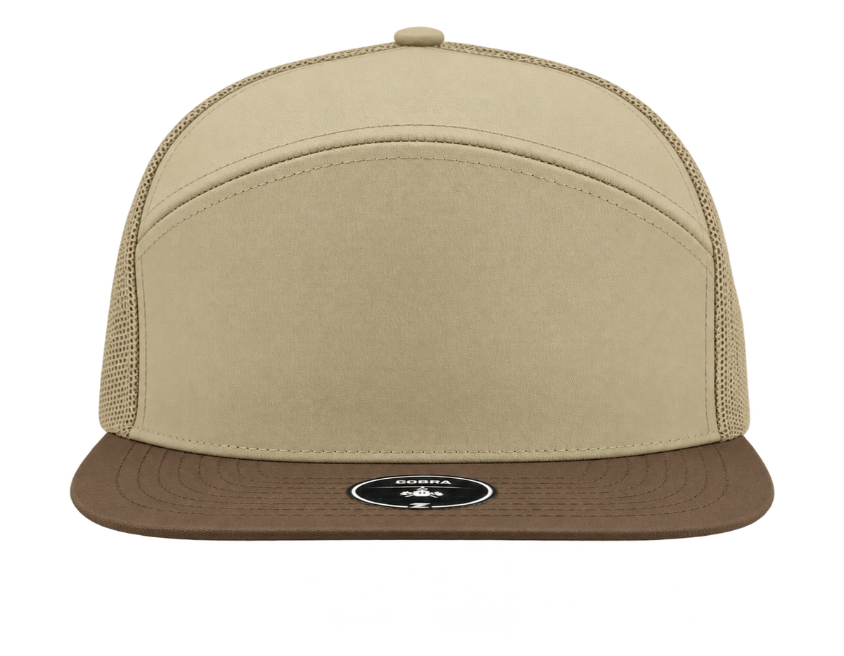 cobra 7 panel khaki brown bill snapback hat