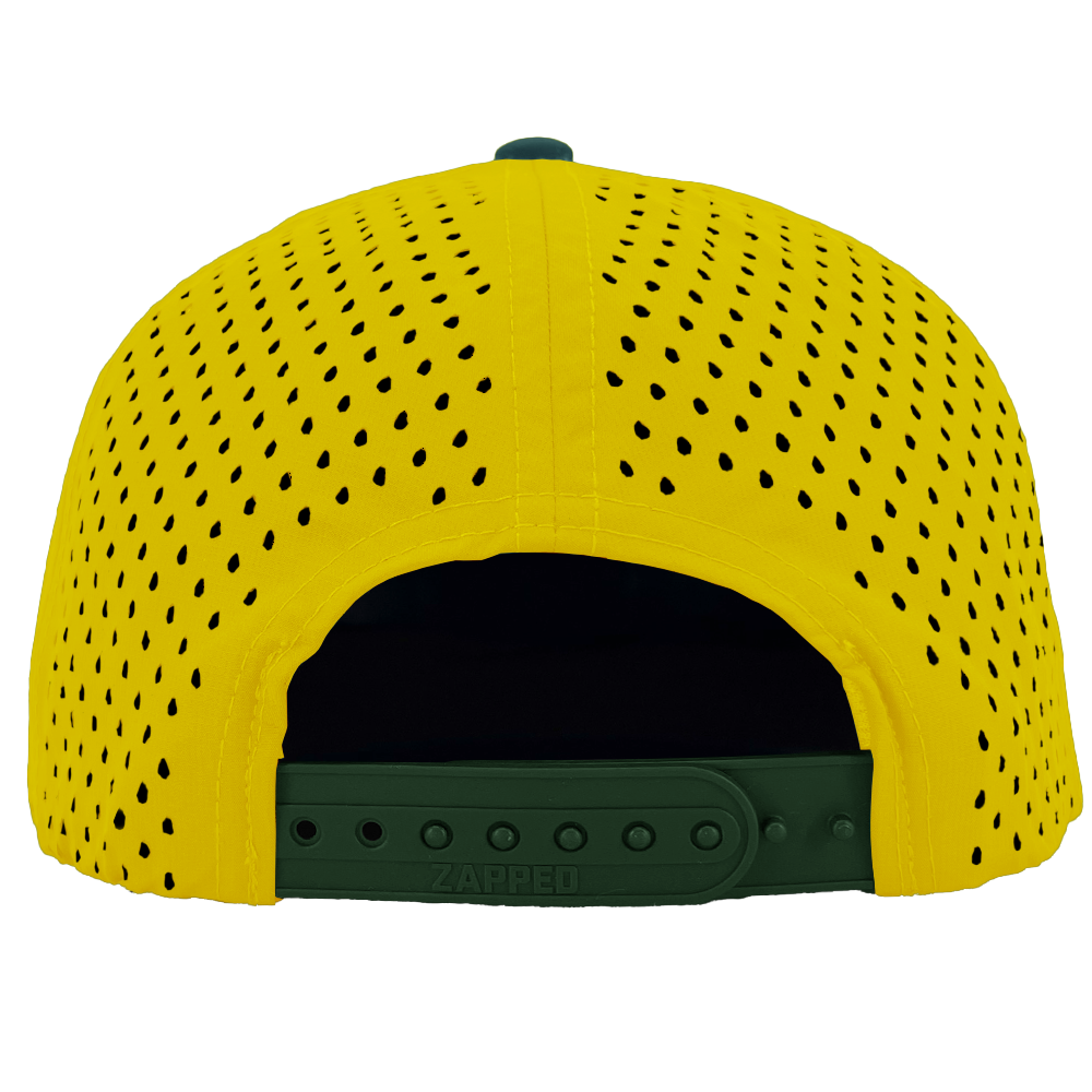 custom_hat_golf_yellow_green_flat_bill back view