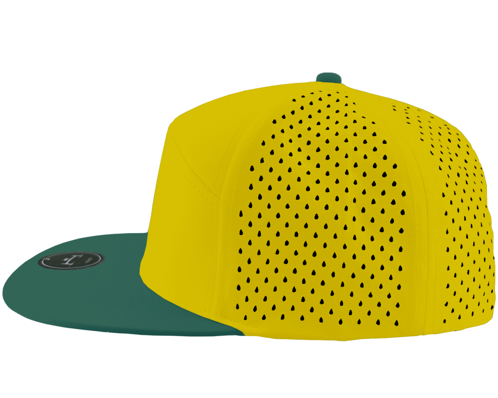 custom_hat_golf_yellow_green_flat_bill side view