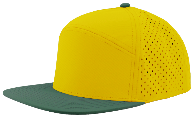custom_hat_golf_yellow_green_flat_bill slant view