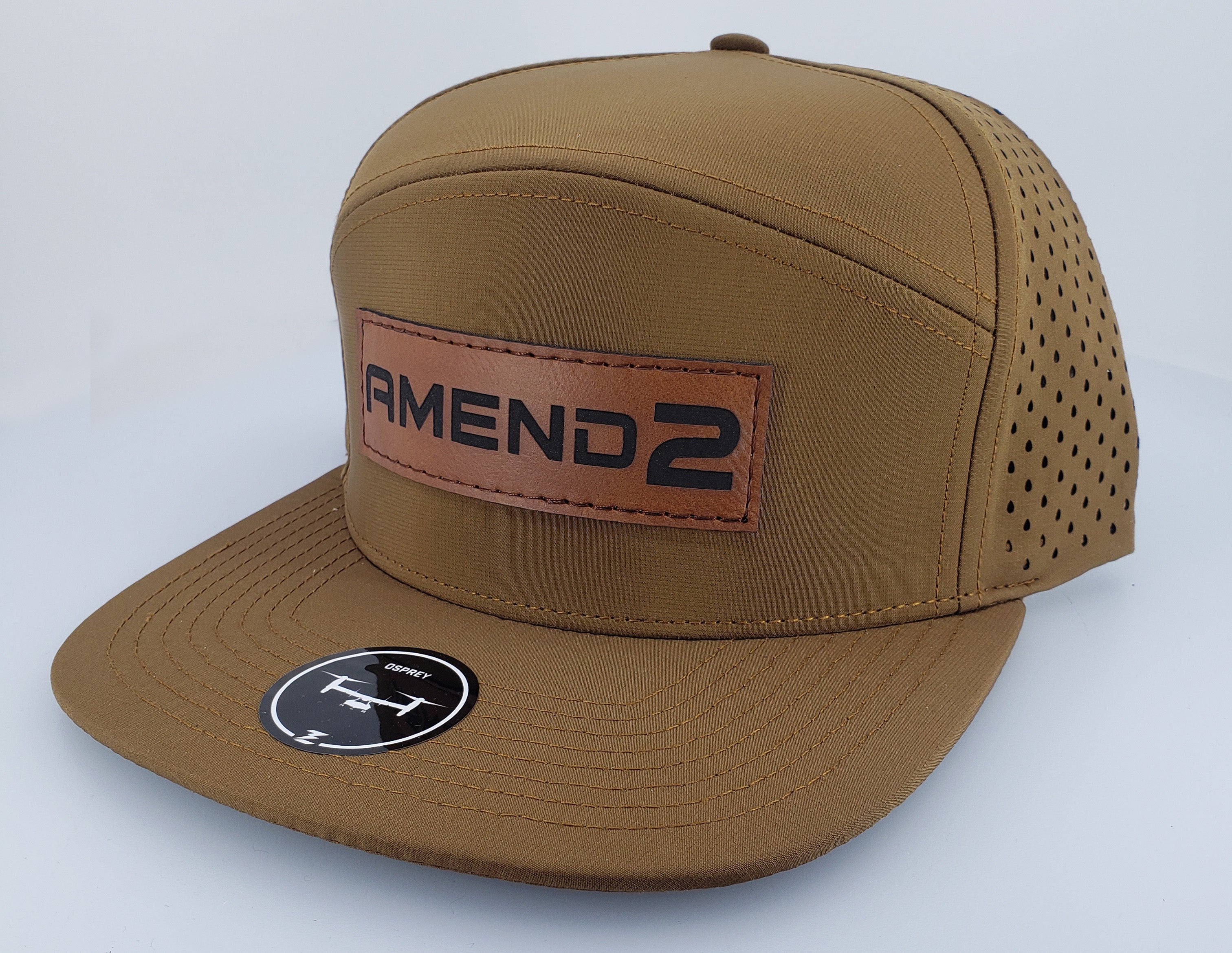 custom hat with leather patch brown osprey
