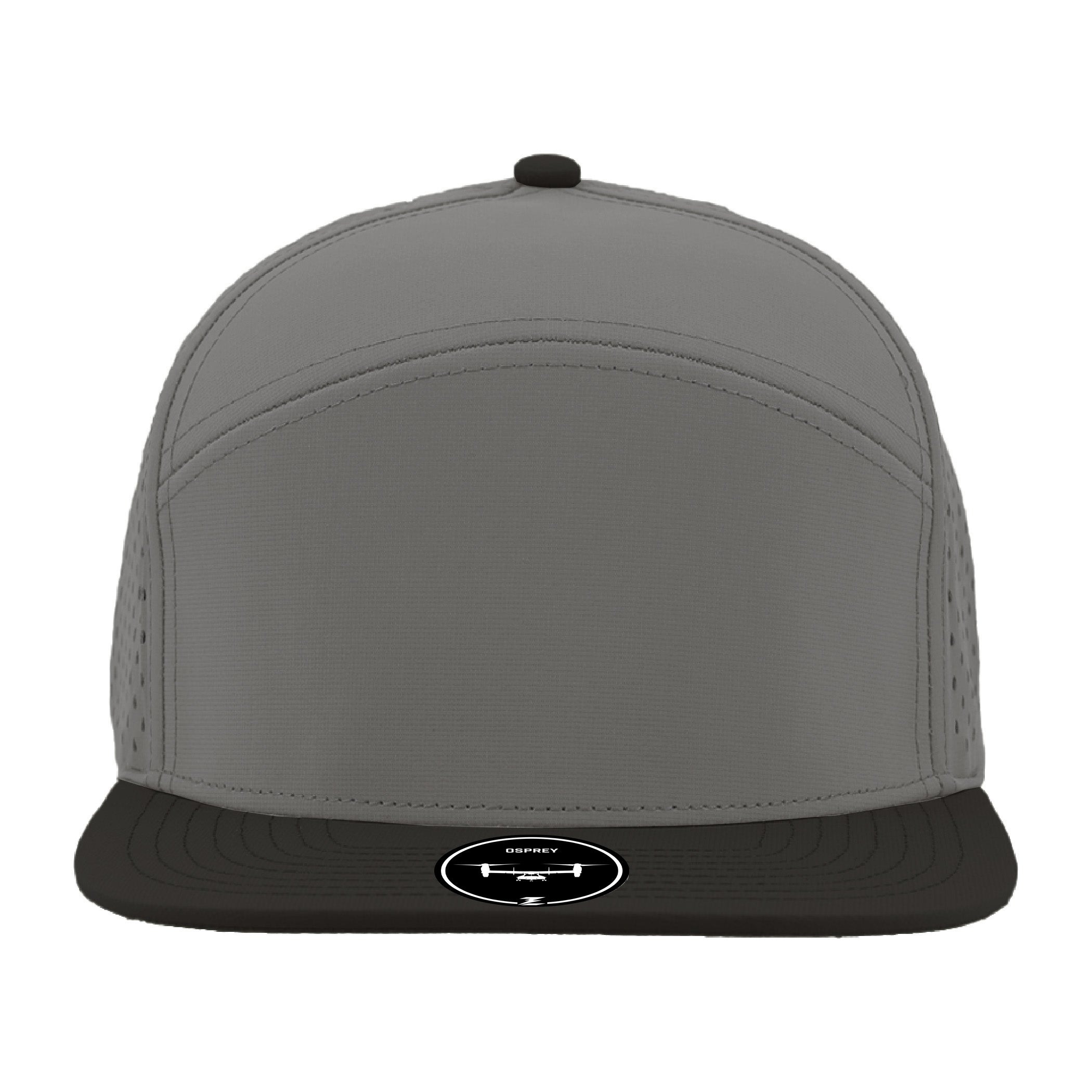 Custom Hat Osprey Grey Black Front View