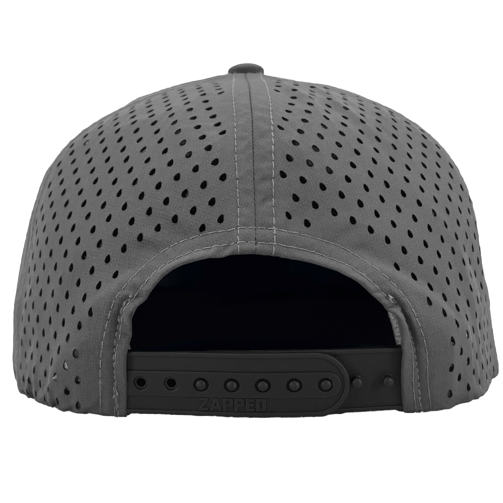 grey perforated zapped snapback hat