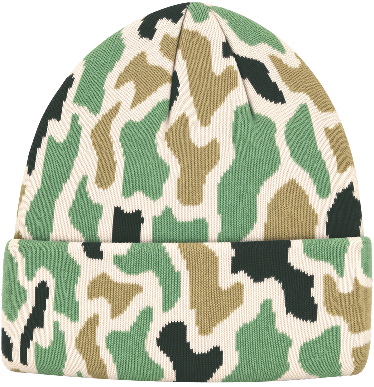 Woven camo cuff beanie blank