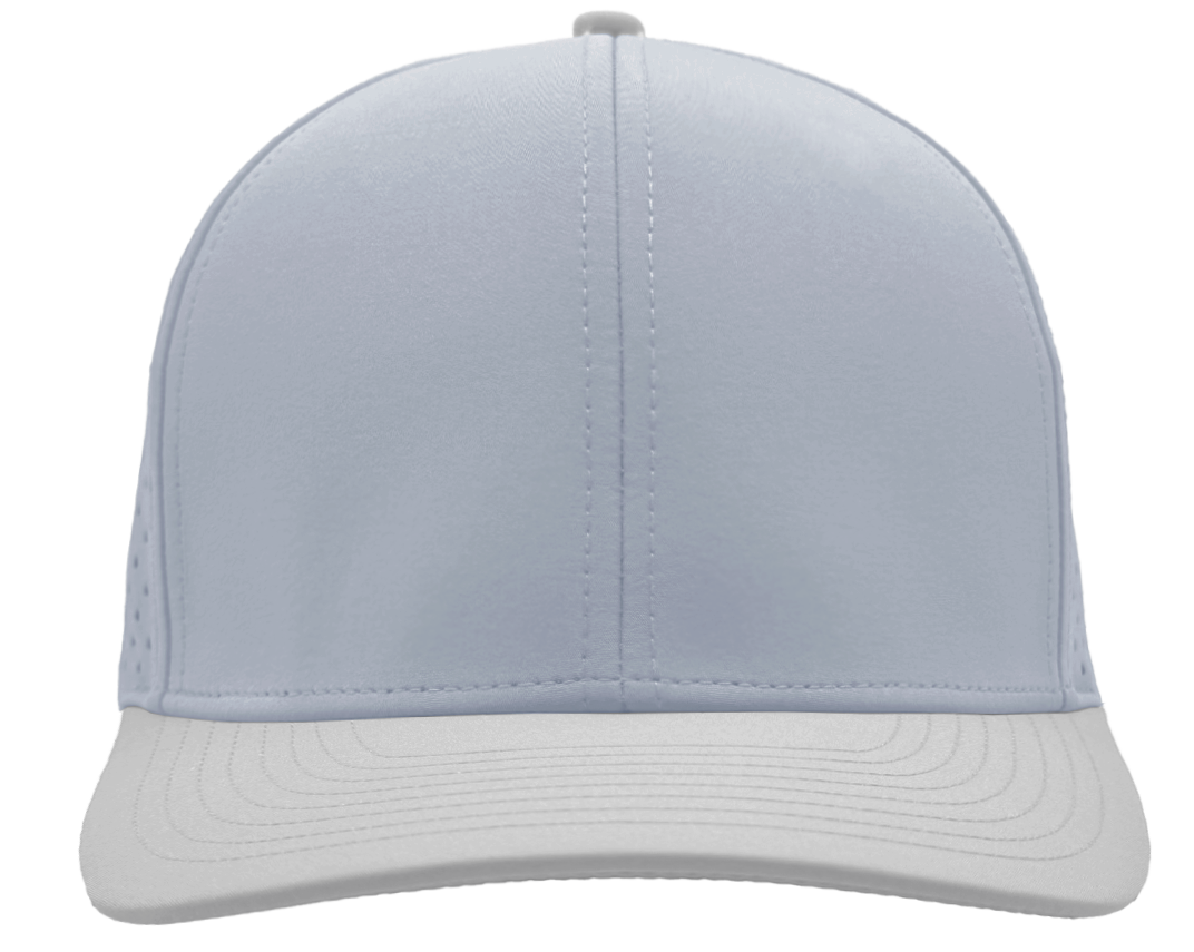 embroidered Custom Logo Hat 6 Panel light blue silver