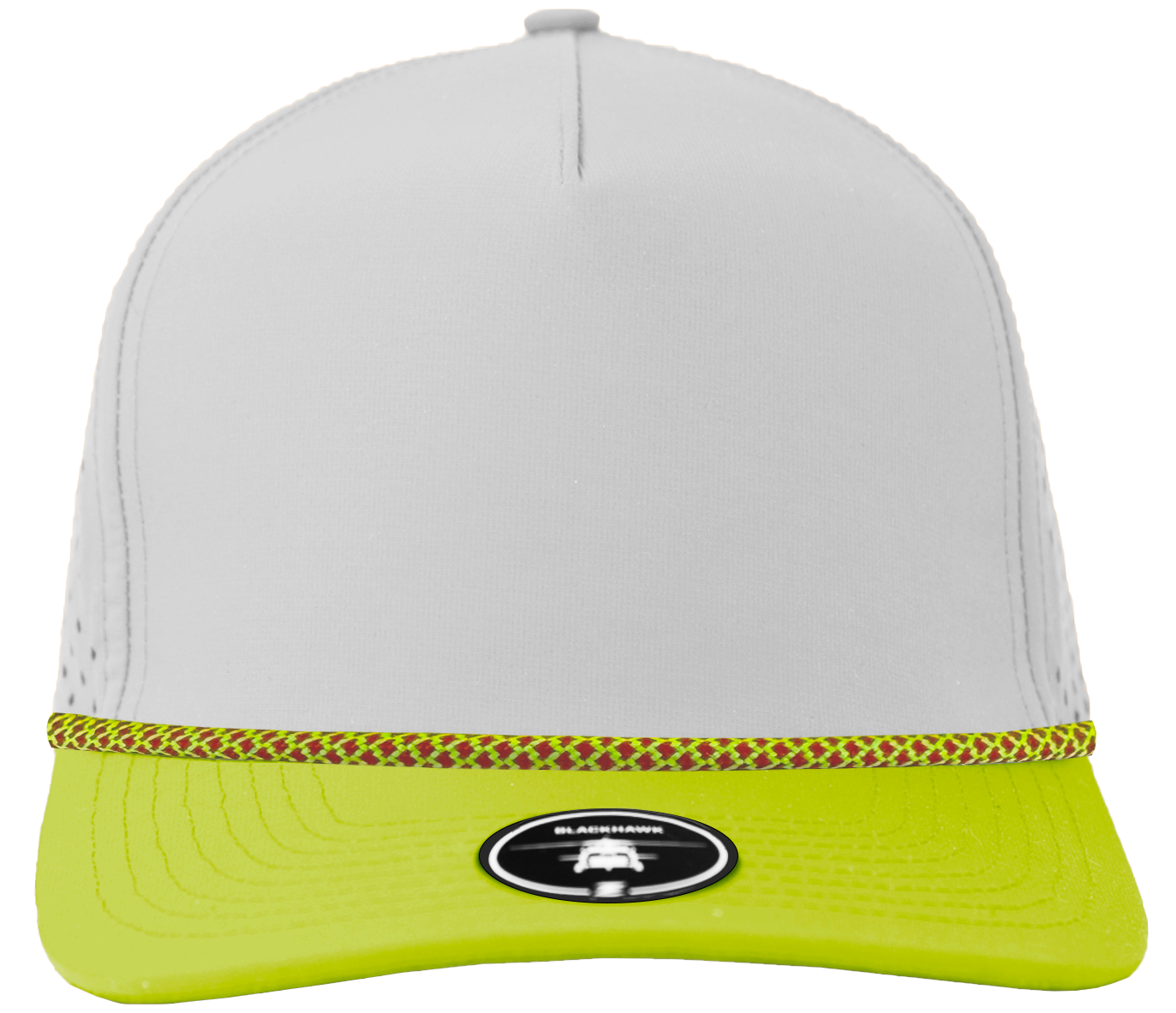 custom hat Blackhawk R+ Off white-Mellow green- Red/green chainlink