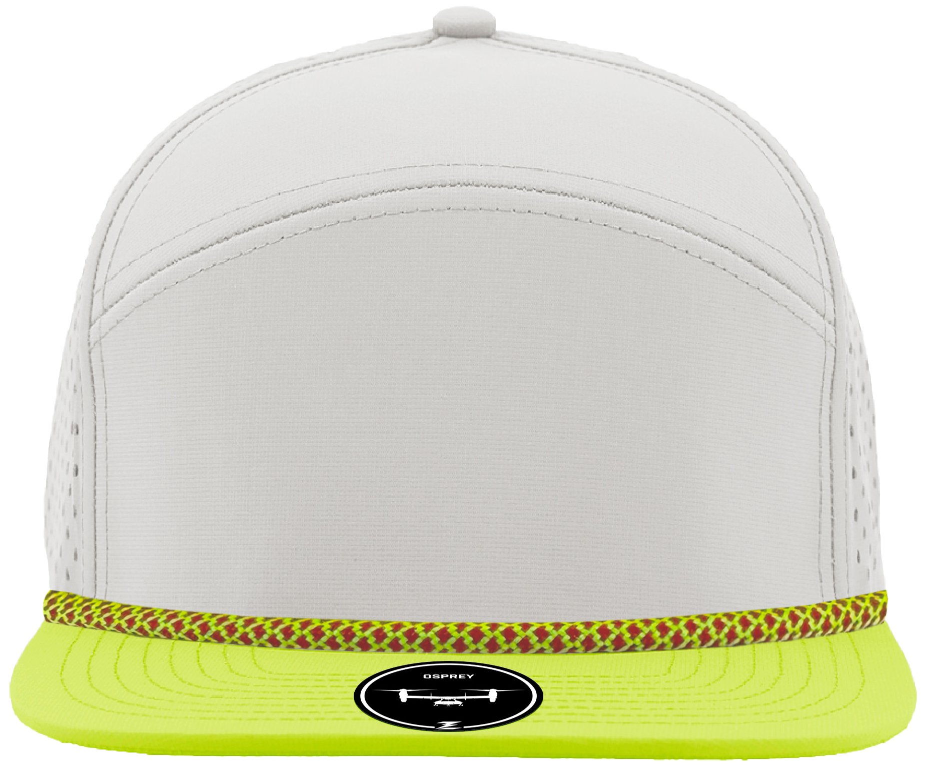 osprey r+Off white mellow green bill with red/green chainlink rope bill