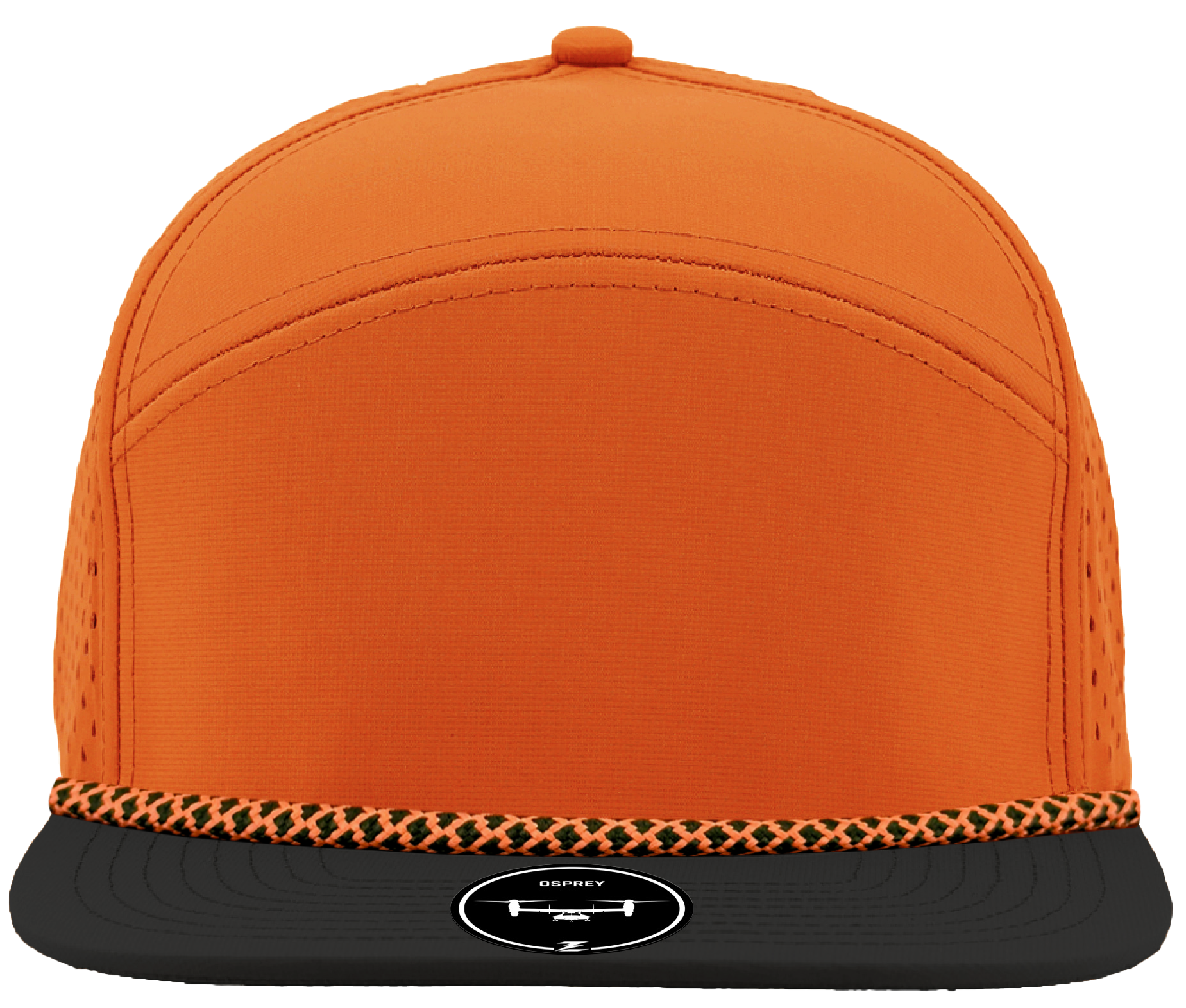 custom hat osprey r+Orange/black bill with orange/black chainlink rope bill