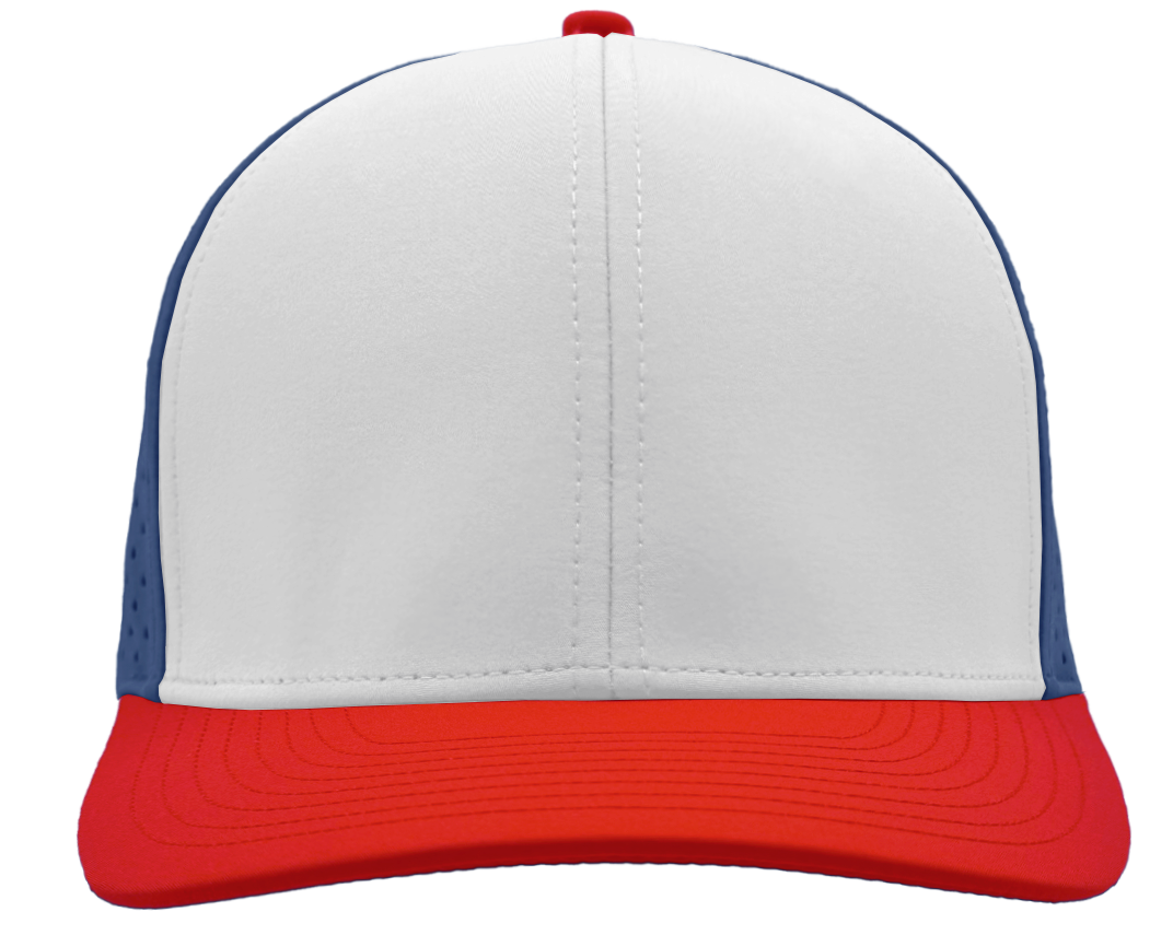 embroidered Custom Logo Hat 6 Panel red white blue