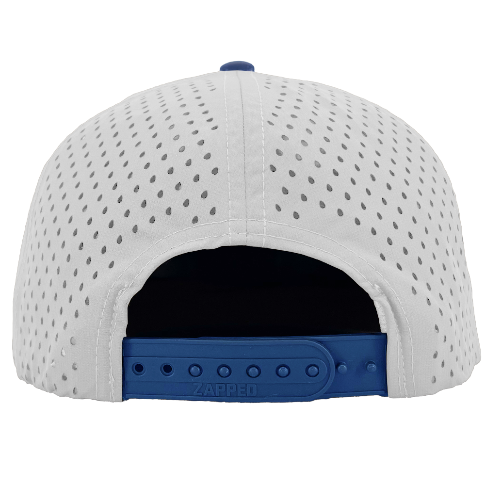 Custom hat for embroider 6 panel white royal blue