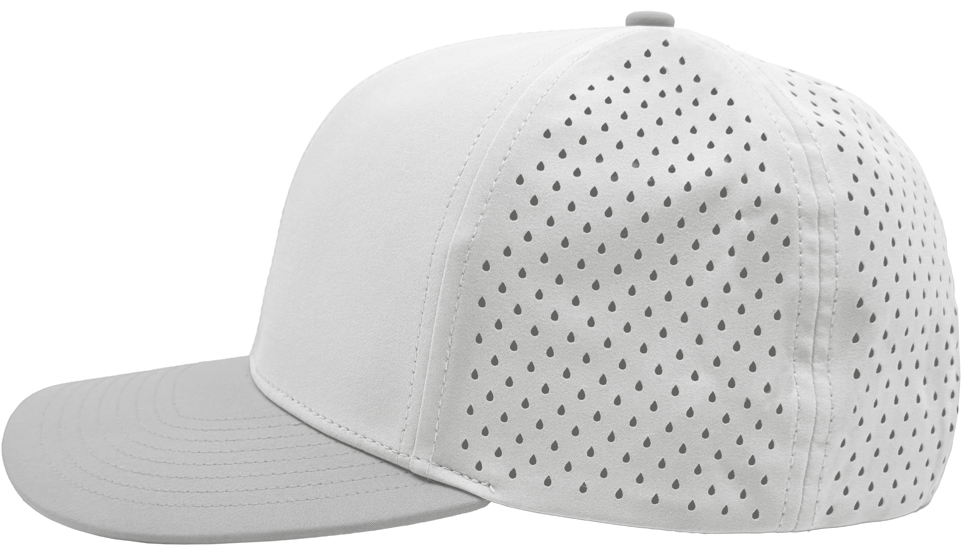 white silver side view custom hat 6 panel bomber model 