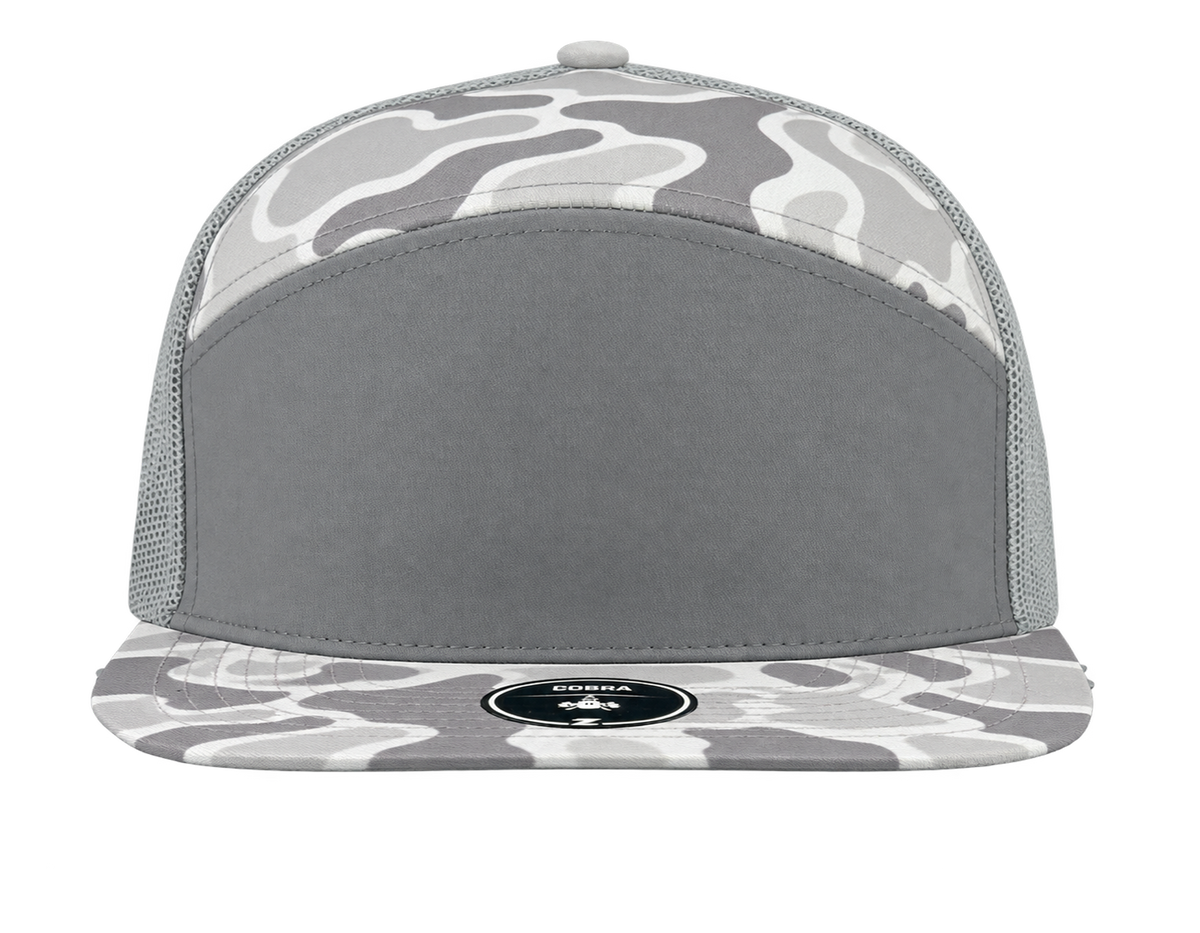 cobra 7 panel old school snow camo snapback hat