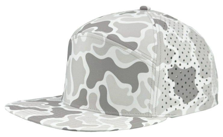 old school snow camo osprey 7 panel snapback hat