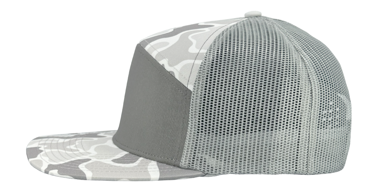 cobra 7 panel snow camo snapback hat