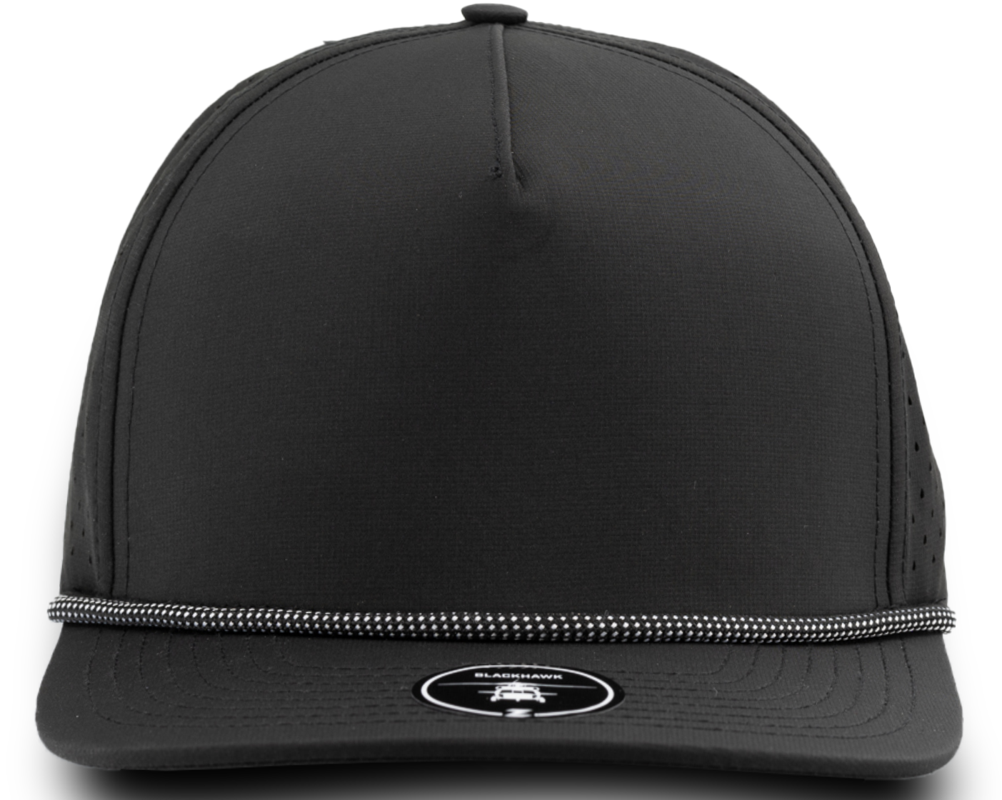 BLACKHAWK R+ Custom Hat (Rope Brim)-Water Repellent hat-Zapped Headwear-Black/ White Grid Rope-Zapped Headwear- golf hat - 5 panel hats - custom 5 panel - custom rope hat