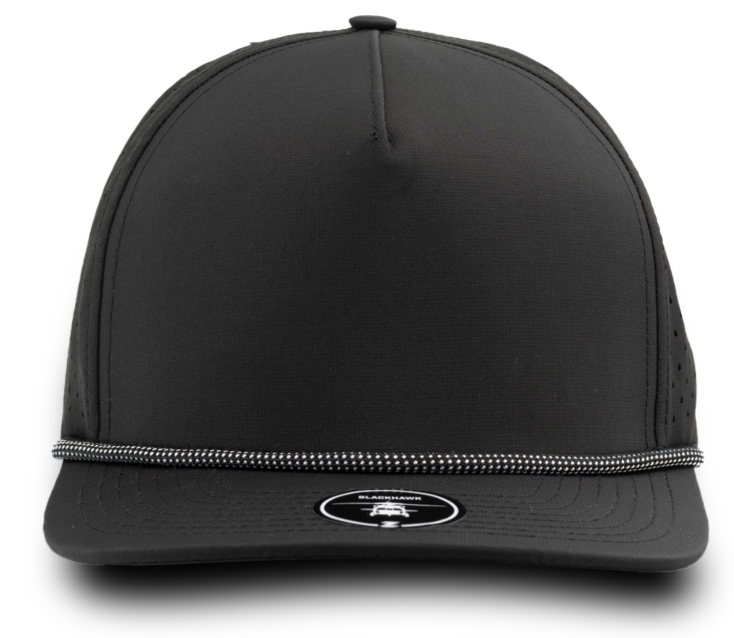 BLACKHAWK R+ Custom Hat (Rope Brim) Blank-Water Repellent hat-Zapped Headwear-Black/ White Grid Rope-Zapped Headwear