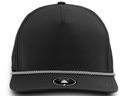 BLACKHAWK R+ (Rope Brim)-Water Repellent hat-Zapped Headwear-Black/ White Chainlink Rope-Zapped Headwear- custom golf hats- 5 panel rope hats- rope hats- golf hats- wholesale hats