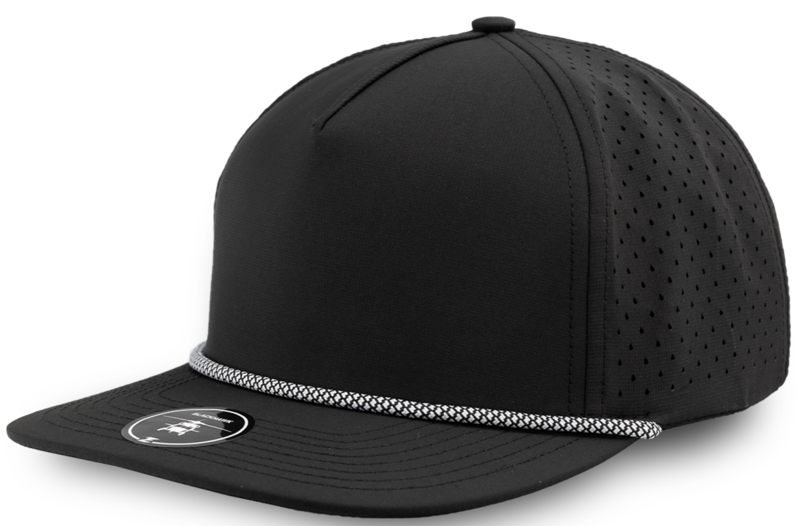 BLACKHAWK R+ (Rope Brim)-Water Repellent hat-Zapped Headwear-Black/ White Chainlink Rope-Zapped Headwear