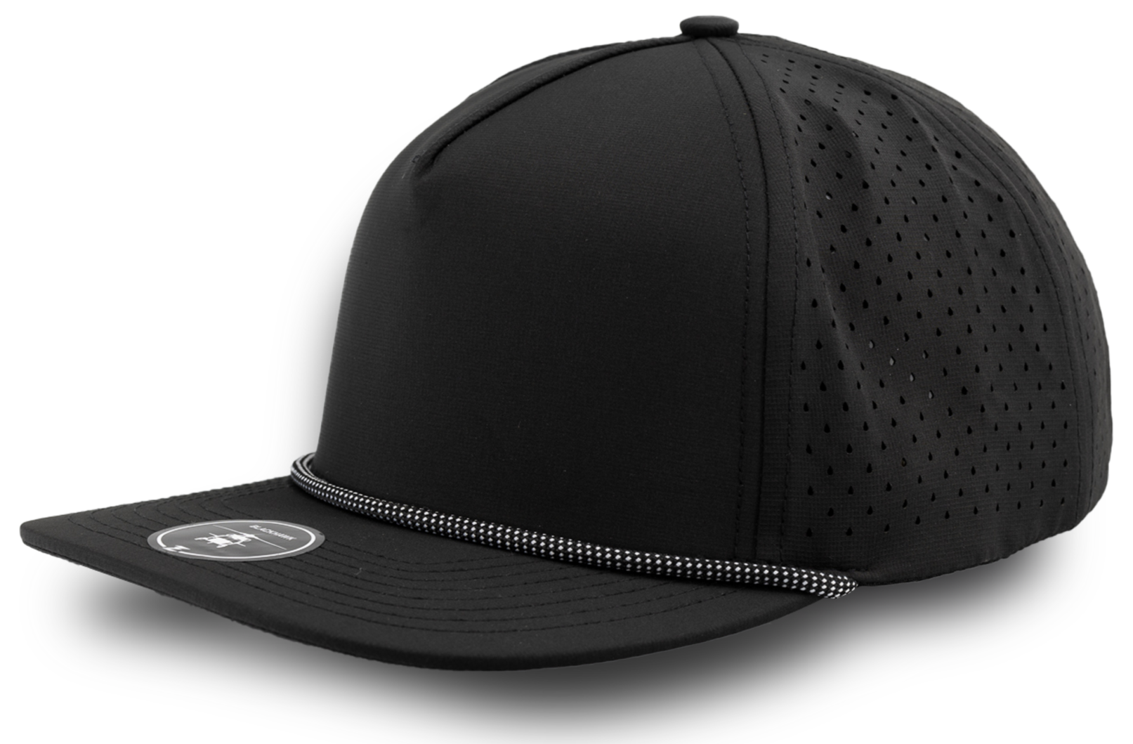 BLACKHAWK R+ (Rope Brim) Blank-Water Repellent hat-Zapped Headwear-Black/ White Chainlink Rope-Zapped Headwear