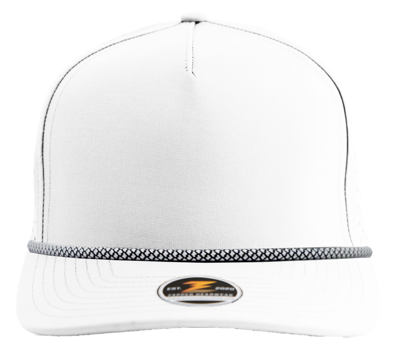 BLACKHAWK R+ (Rope Brim)-Water Repellent hat-Zapped Headwear-White/Black Chainlink Rope-Zapped Headwear-5 panel - rope hat - golf hat