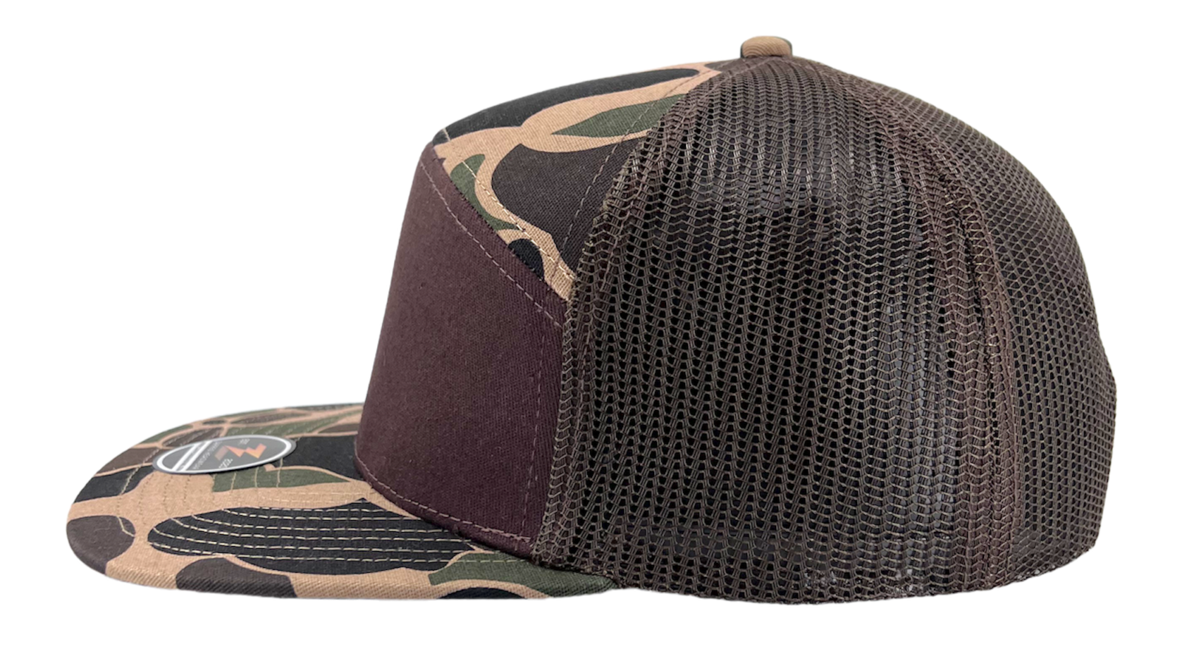 COBRA- Custom Hat 7-panel-Zapped Headwear-Old school duck camo_Brown-Zapped Headwear-Side