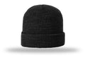 waffle beanie Black with leather patch
