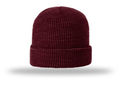 waffle beanie Maroon with leather patch