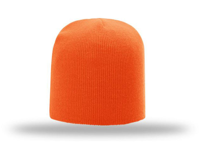 Non-Cuffed Beanie with Custom Leather patch