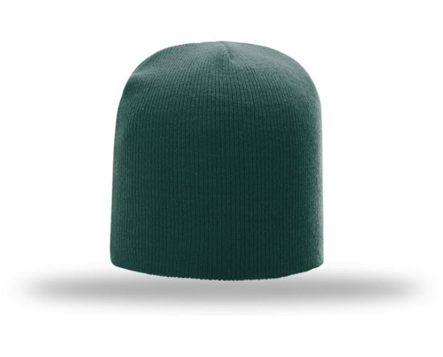 Non-Cuffed Beanie with Custom Leather patch