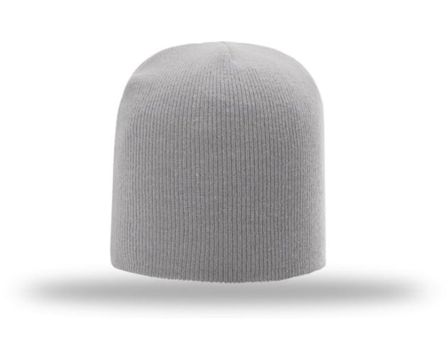 Non-Cuffed Beanie with Custom Leather patch